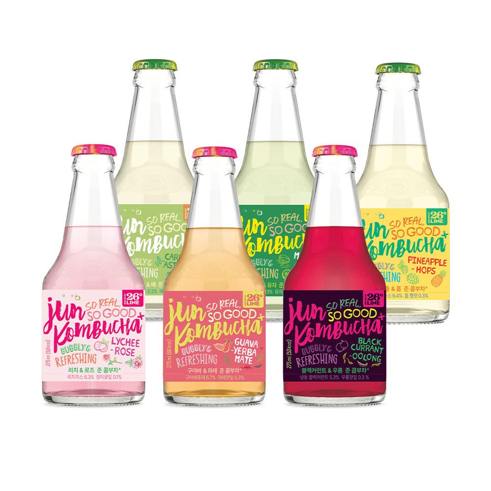 26도라인 준 콤부차 275ml X 6병 세트(모든 맛) 스코비 생콤부차 [원산지:국산(경기도 광주시)]