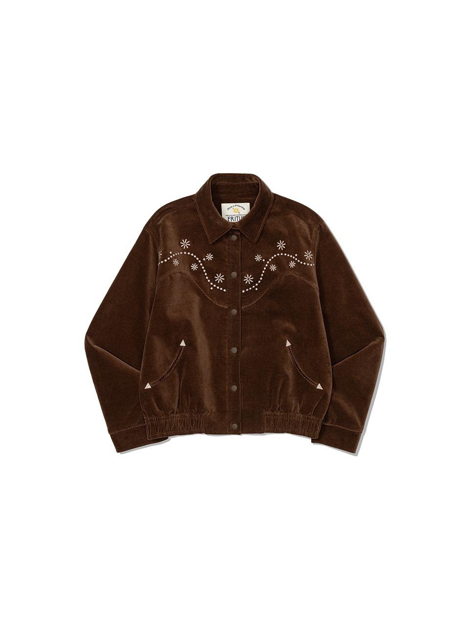 [2차: 10/17 순차발송] Western Embroidery Bomber Jacket Brown_F253JK07