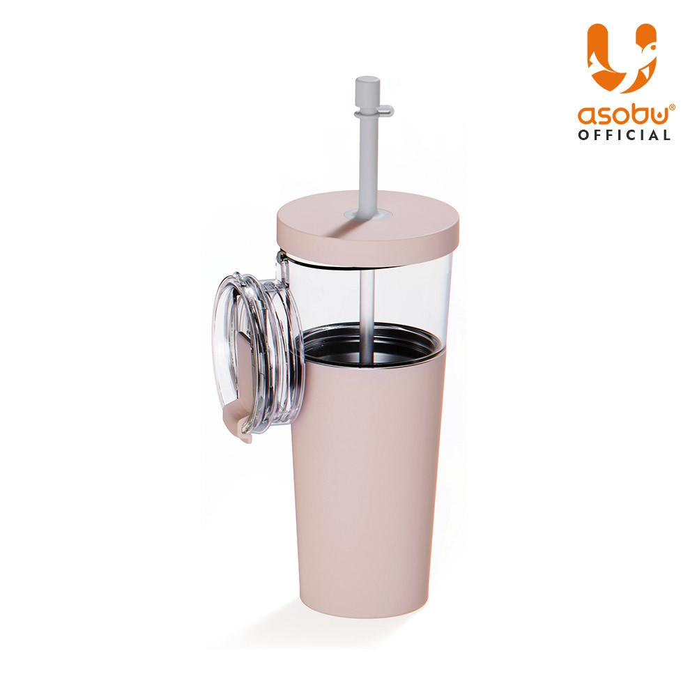 캐나다 아소부 보온보냉 빨대텀블러 앤 스테인리스컵 2IN1 마리나 845ml 핑크