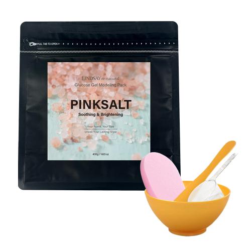 리네추럴 저자극 미네랄 및 아미노산 환한피부 피부진정 핑크솔트 모델링팩 400g+팩도구3종+클렌징해면