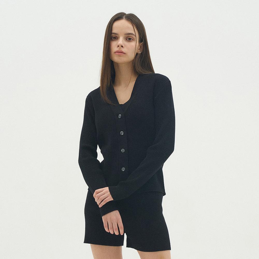 리브 니트 셋업_블랙 [가디건]