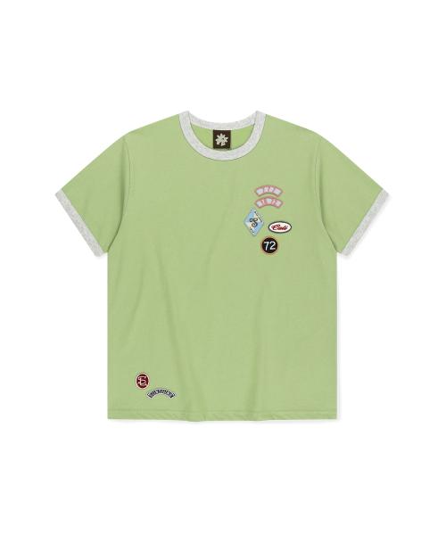 Multi Patch Ringer Tee Light Olive