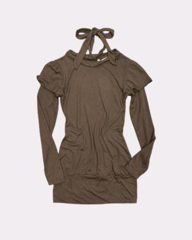 halter ribbon layered t-shirt