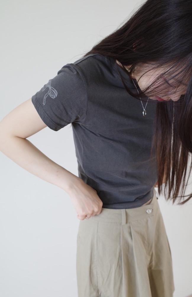 RIBBON T-SHIRT 리본 워싱 티셔츠 (3C)