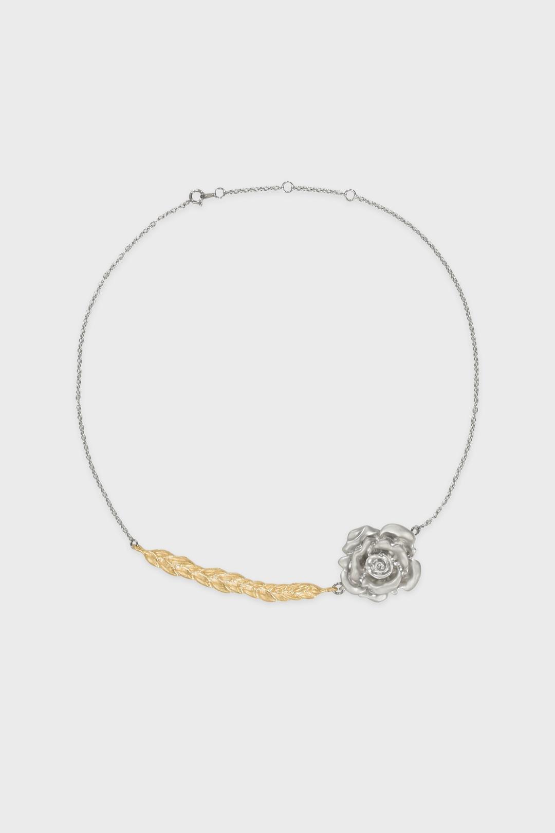 Braided Rose Necklace (Silver Gold)