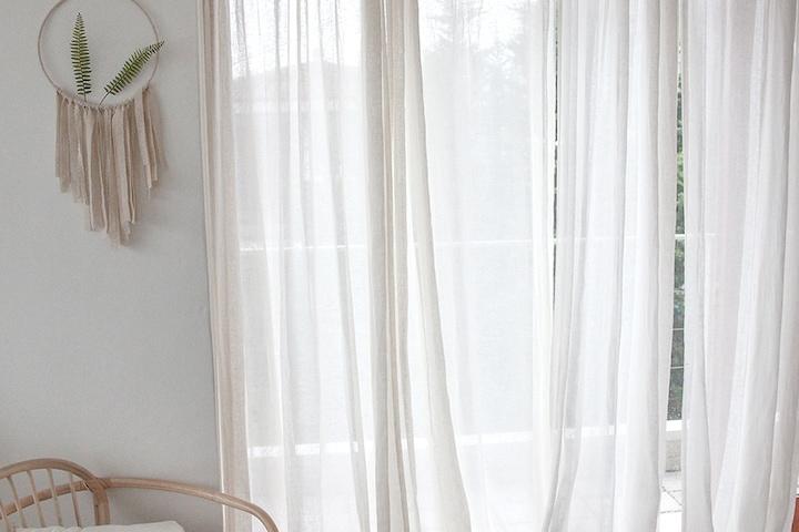 화이트 센디 빈티지 린넨 커튼