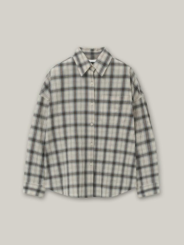 Crepe Square Check Shirts_Beige