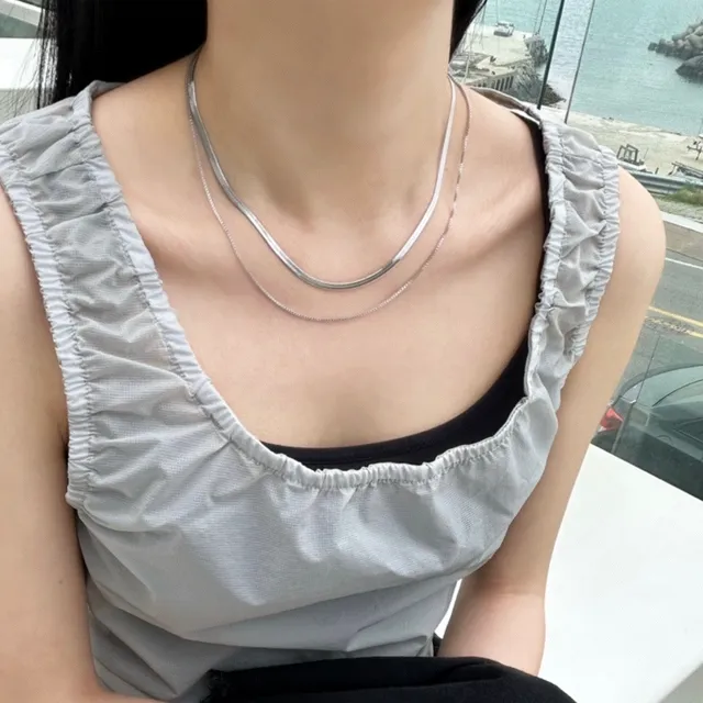 🐍뱀줄목걸이🐍 빈티지 비즈 원석 써지컬 끈 실버 메탈 목걸이 레이어드 우정 커플 초커