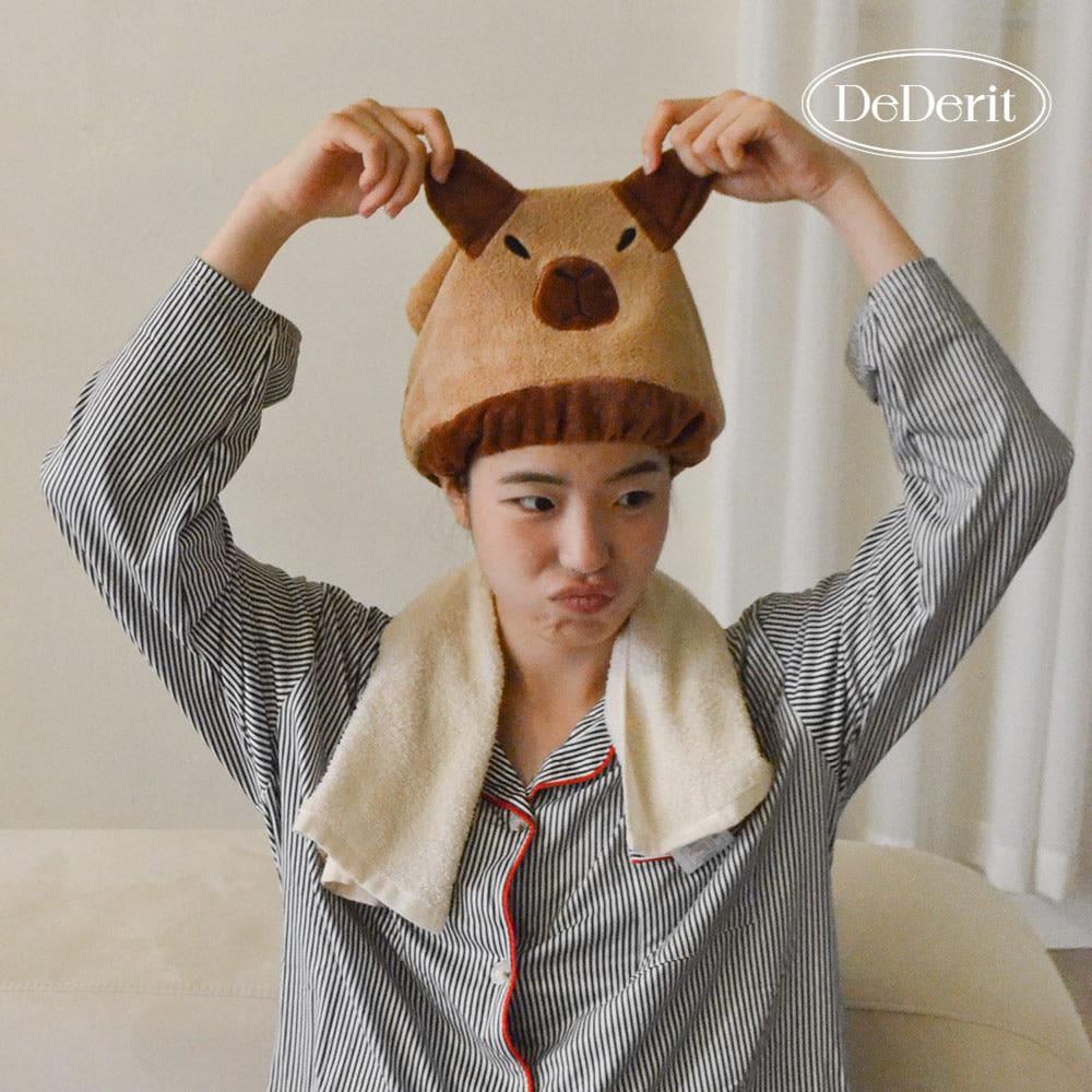 데데리트 귀여운 카피바라 샤워캡 헤어타월 타올 세안밴드 머리수건 페이스타월 친구 우정 커플 생일 선물