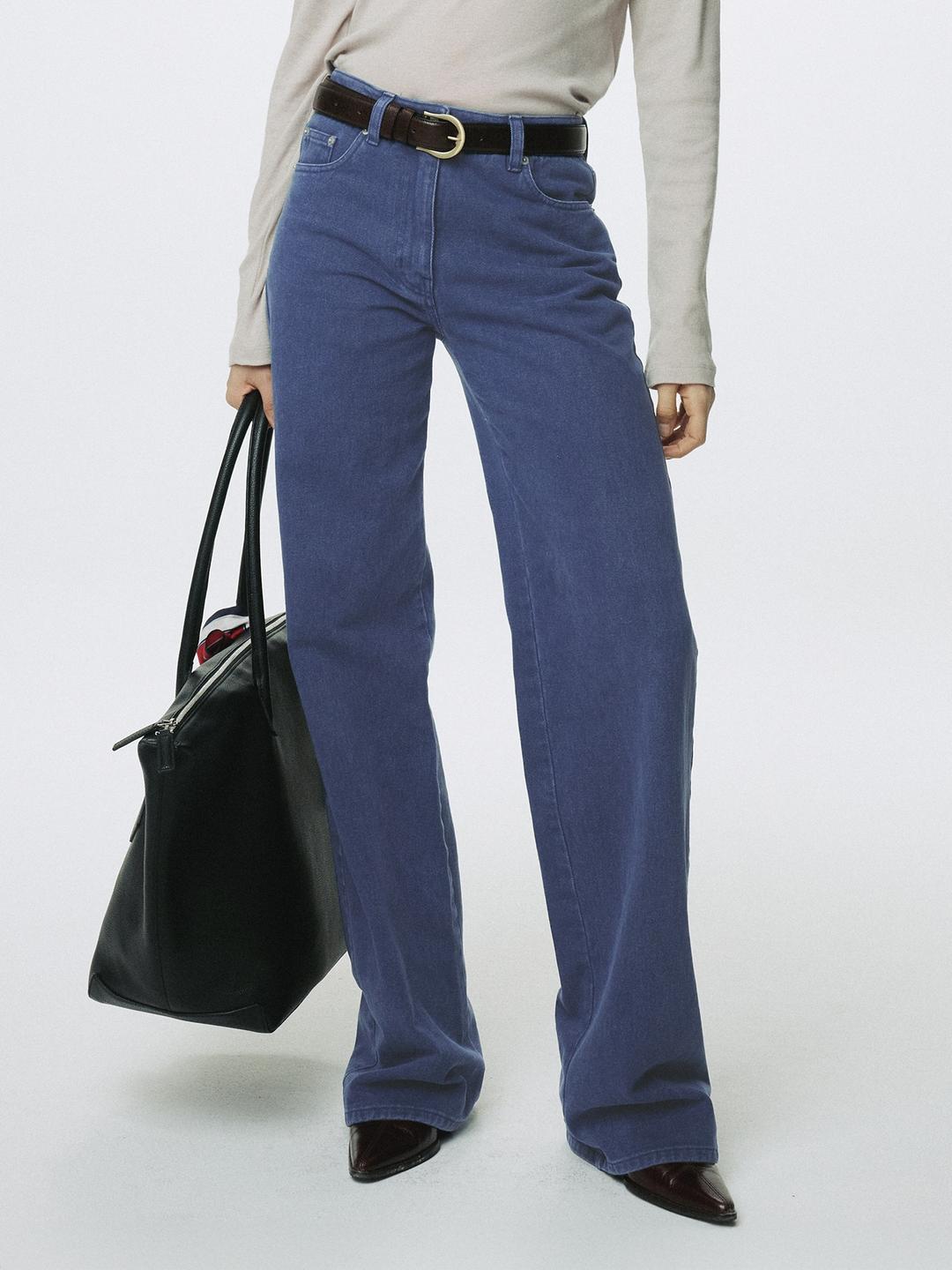 (W) WASHED COTTON STRAIGHT PANTS_ WASHED BLUE