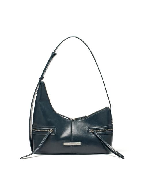 ASYMMETRICAL ZIPPER BAG IN CHARCOAL