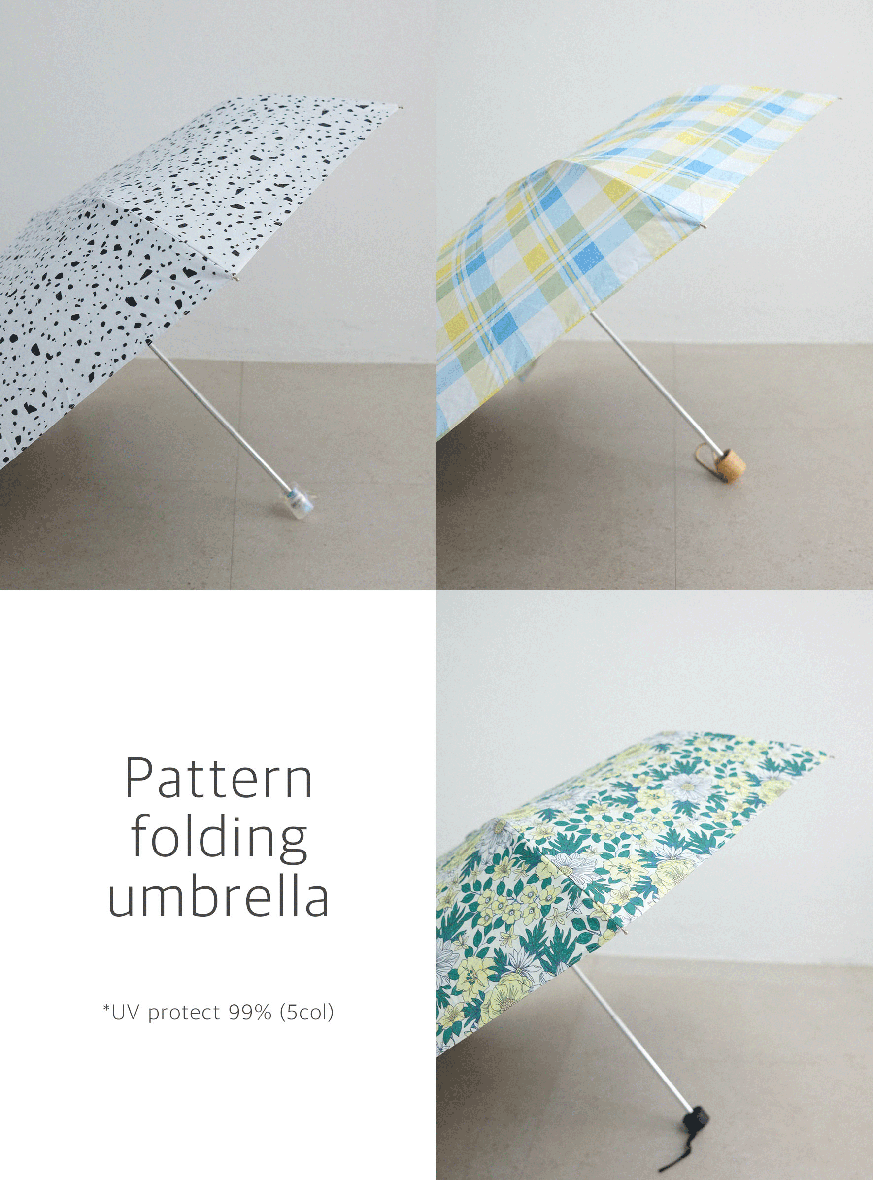 Pattern folding umbrella (5col) *UV protect 99% *당일발송