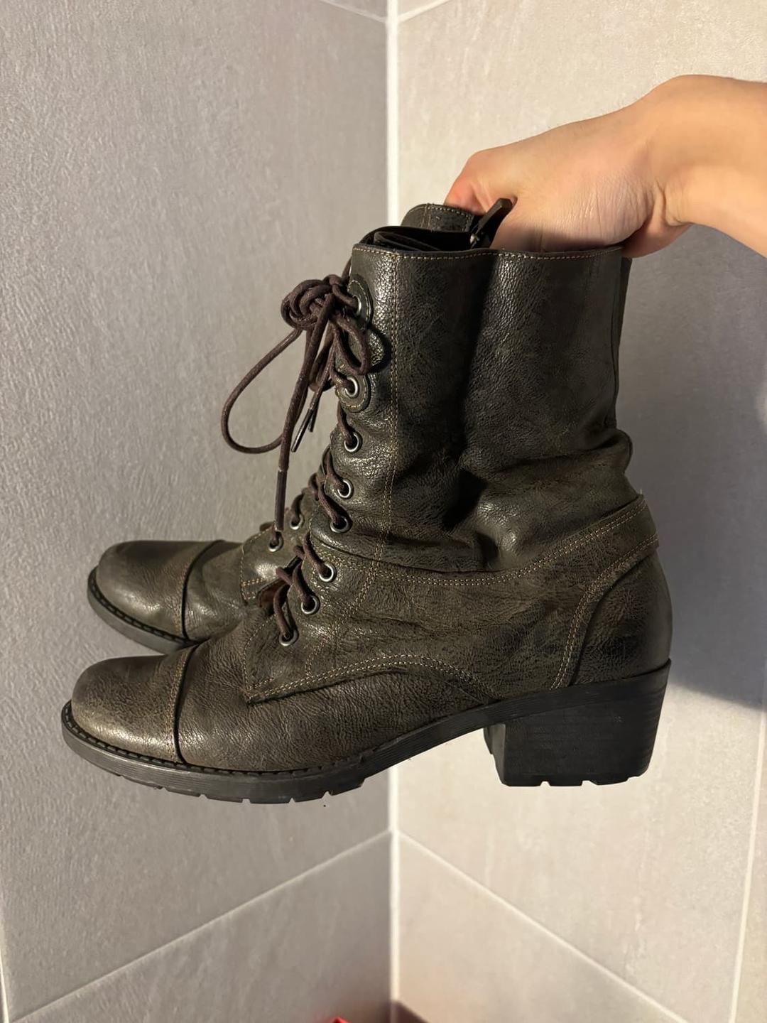 빈티지 레더 앵클부츠