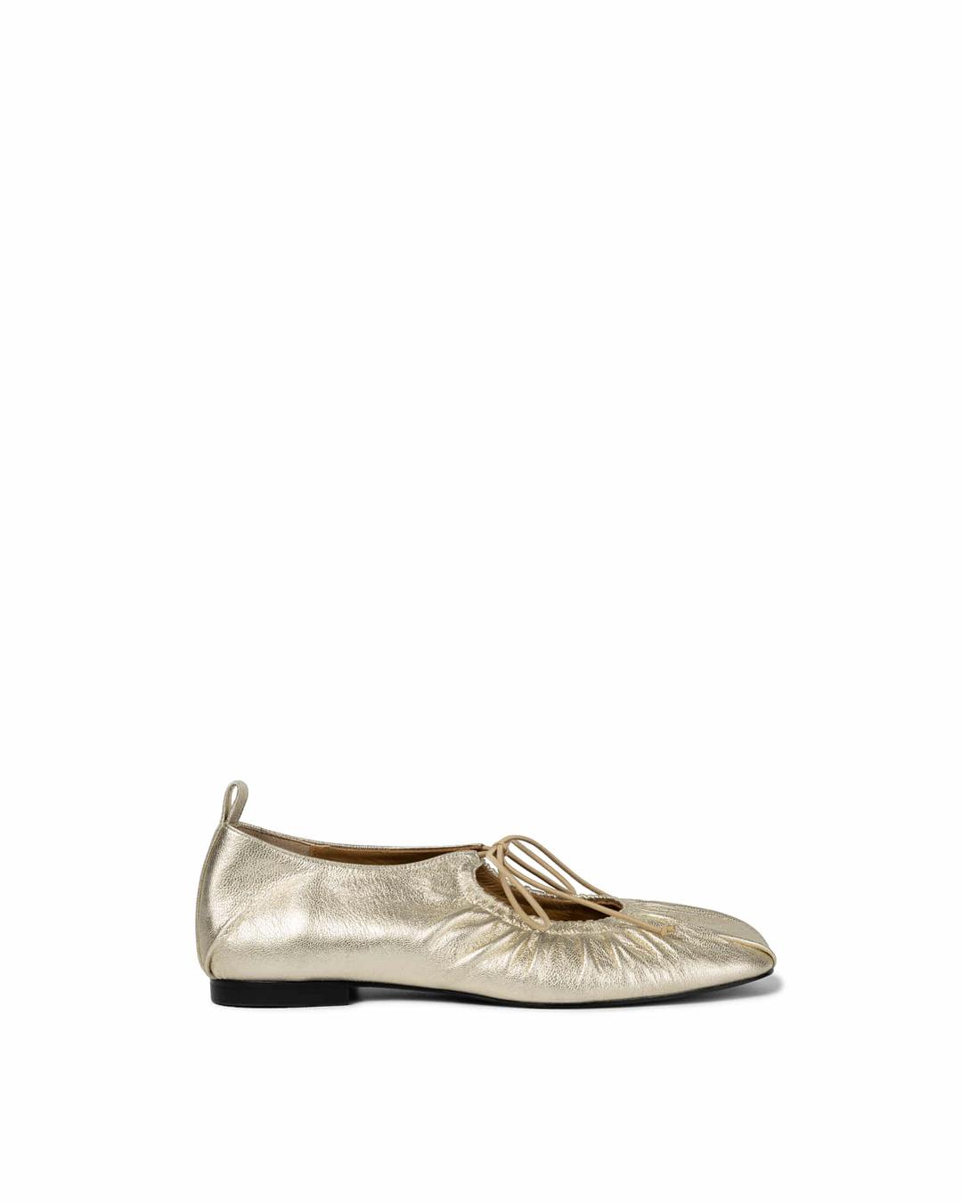 BOW SHIRRING FLATS_GOLD