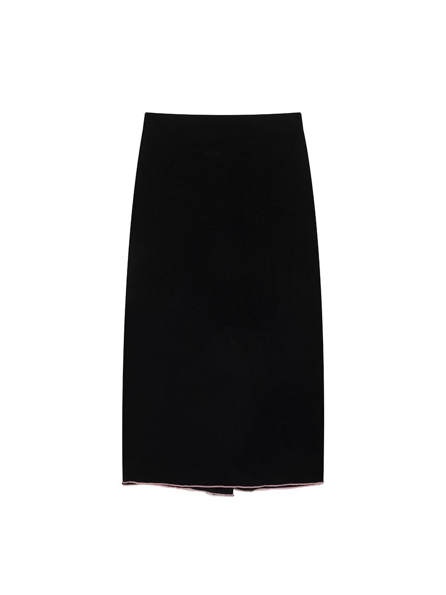 LETTUCE TRIM MAXI SKIRT BLACK