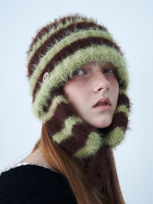 2-WAY EARFLAP BEANIE GREEN MIXED