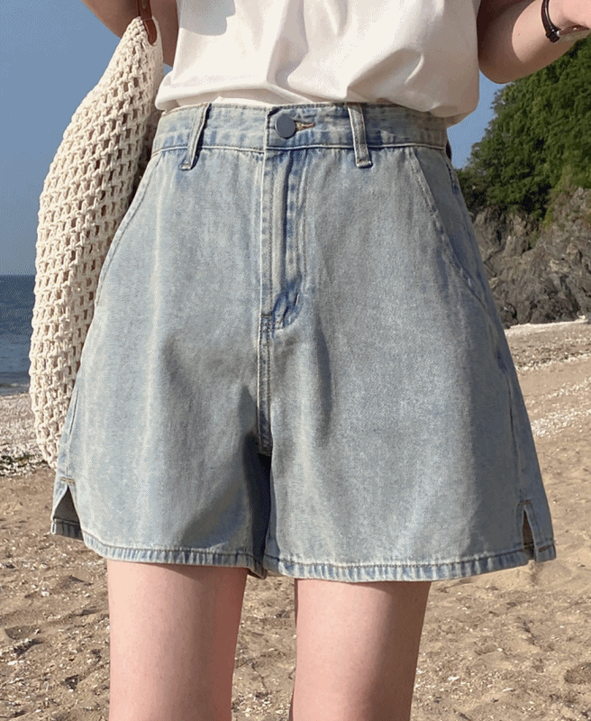 워싱 데님 하프 팬츠(2color)