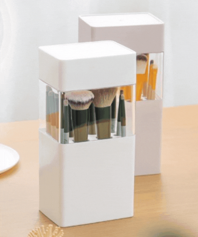 [꿀템🌼 브러쉬 정리보관함]먼지차단 브러쉬 꽂이 보관함 정리함 화장품 정리대 케이스 보관통 코스메틱 브러쉬 스토리지 박스 실리콘 재질 스크래치 보완 브러쉬 보관함