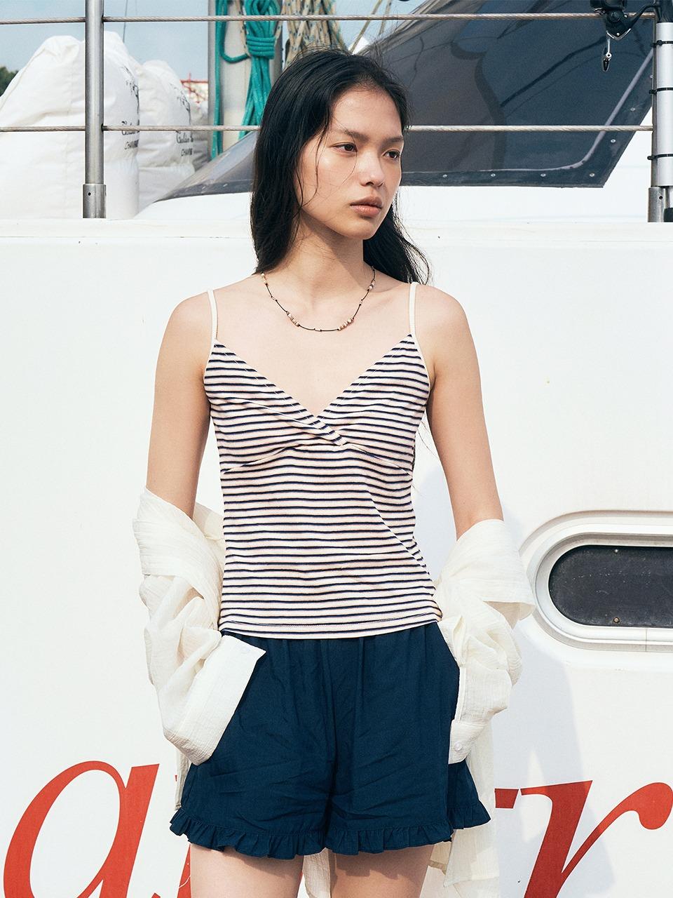 Stripe Sleeveless Top (Black)