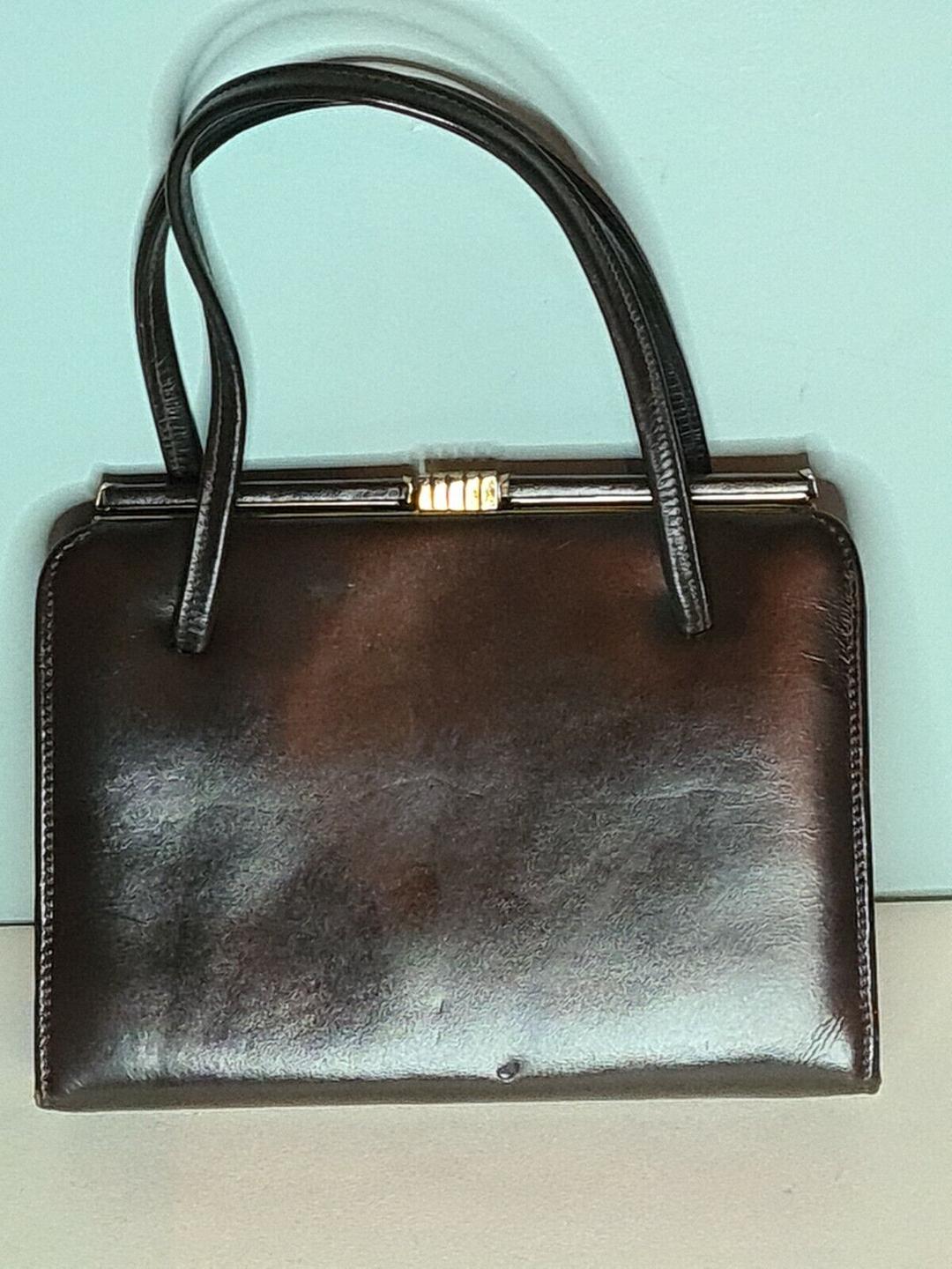 vintage real leather Brown handbag Made in England