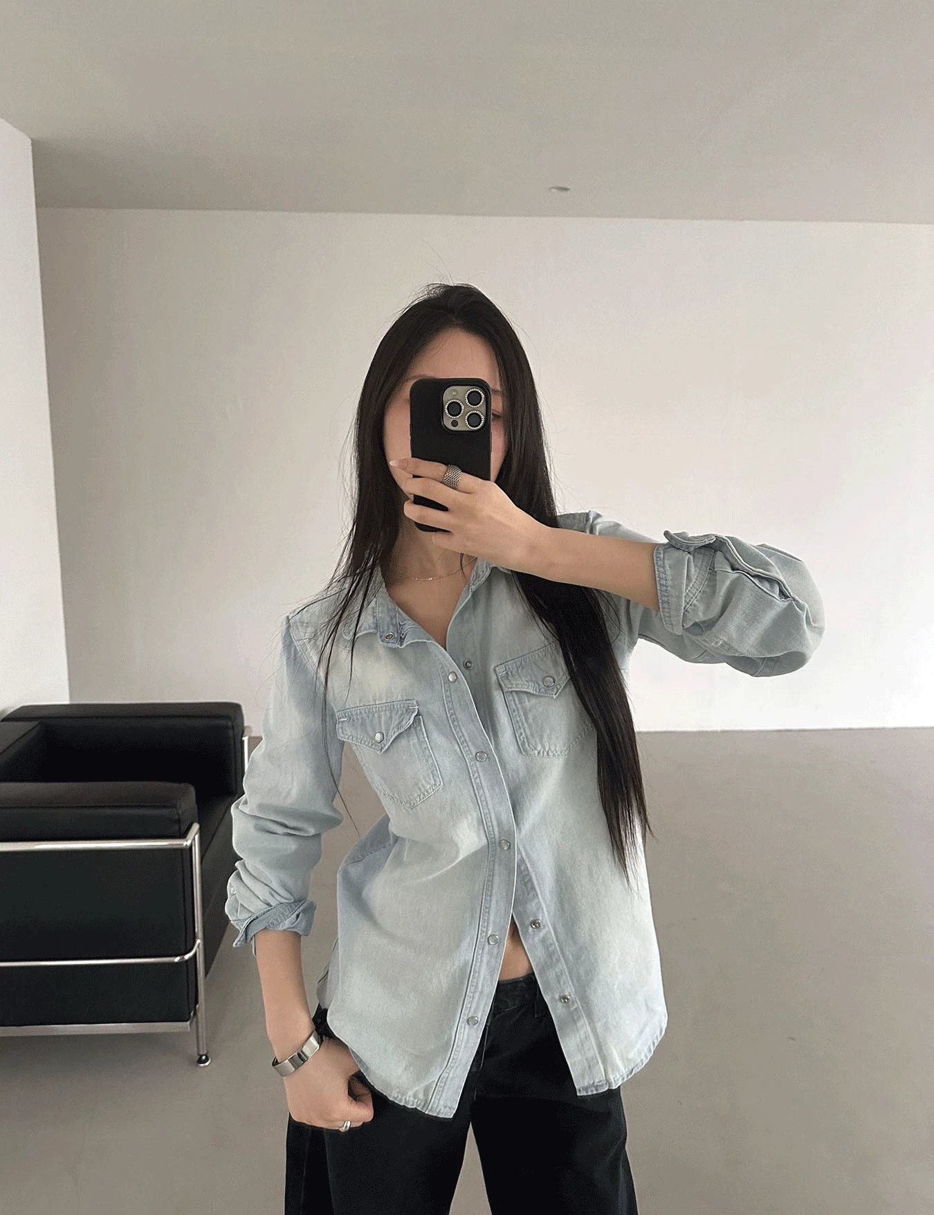 western denim shirt (1color)
