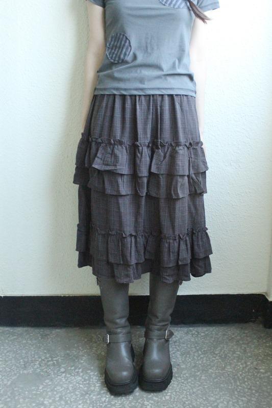 히피디피 haze check skirt (2color)