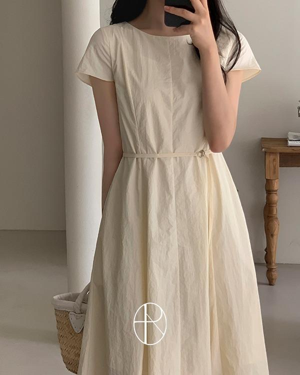 [🌼여름하객룩/여리핏][MADE] 플린 캡소매 썸머 벨트 원피스