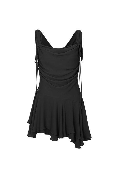 DEW CHIFFON FRILL DRESS charcoal
