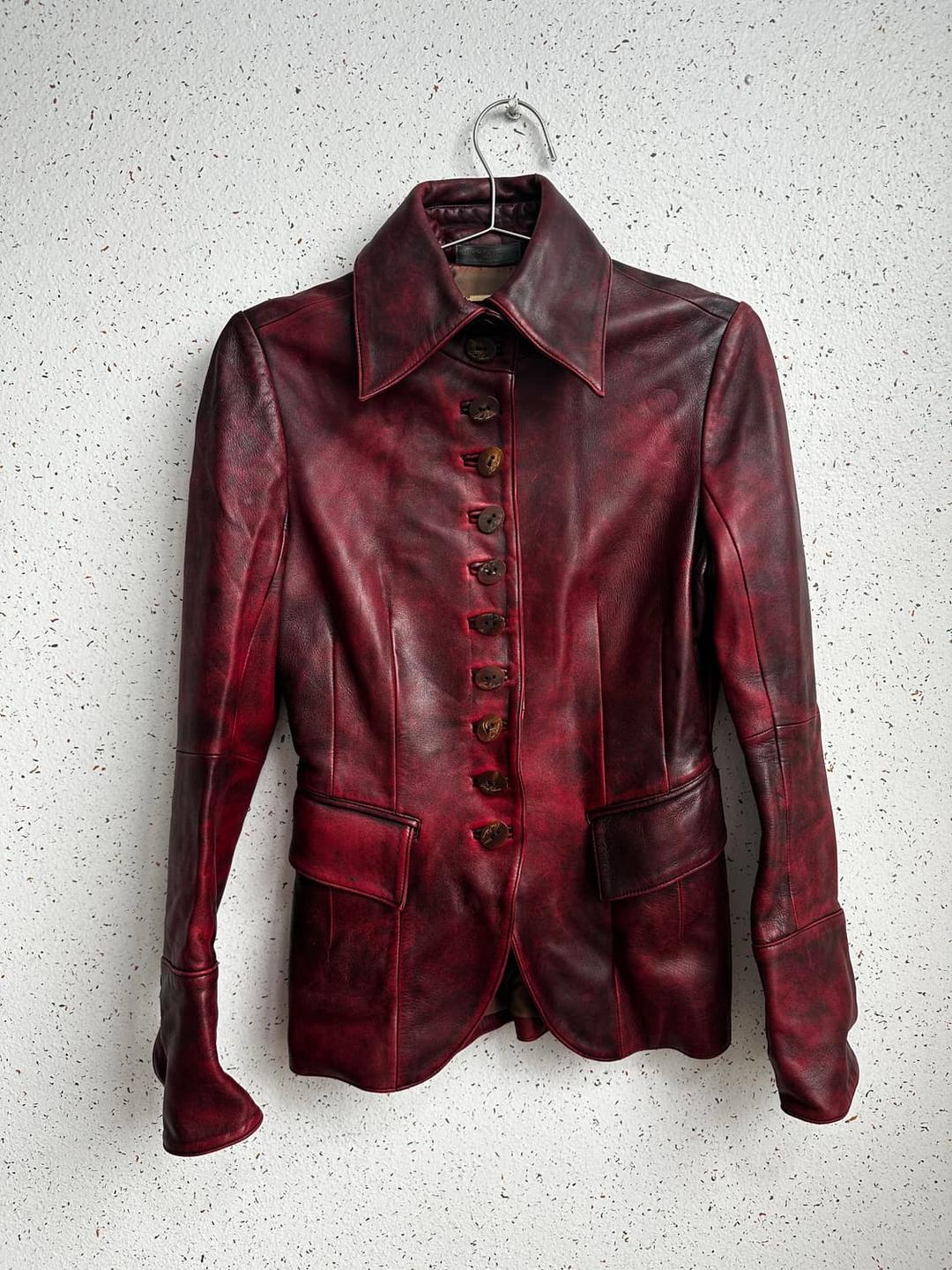 파코라반 와인 워싱 양가죽 버튼 자켓 | 후루츠패밀리