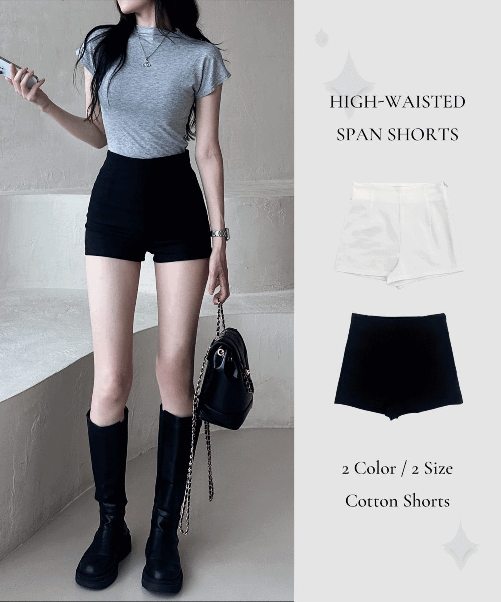 [문의폭주✨] 코튼 스판 하이웨스트 숏 팬츠 -2color