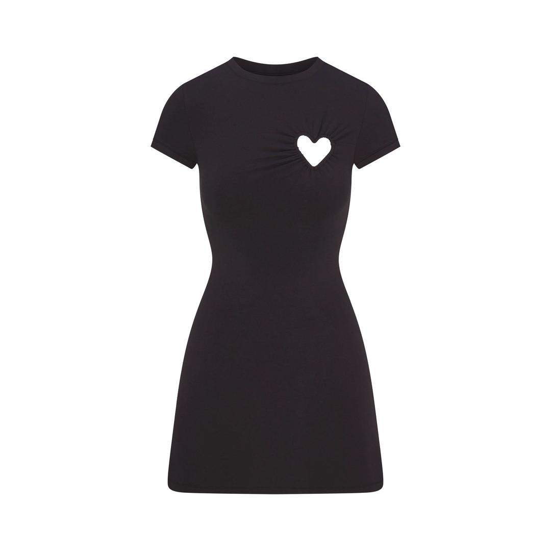 COTTON JERSEY HEART MINI DRESS | SOOT