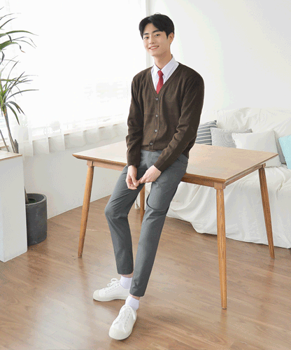 보풀방지 브라운 교복 가디건(남자) 교복 학생복