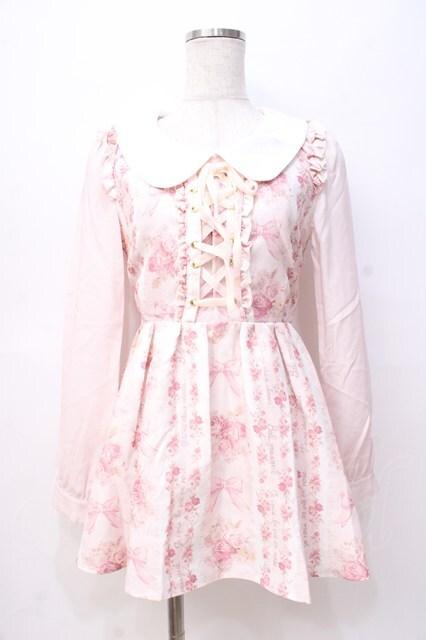 LIZ LISA / リボン柄トップス 0 ピンク Y-25-08-18-016-LO-TO-SZ-ZT039