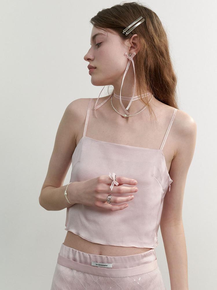 샤이닝 새틴 나시 블라우스 (뷔스티에) (L241MBL010)