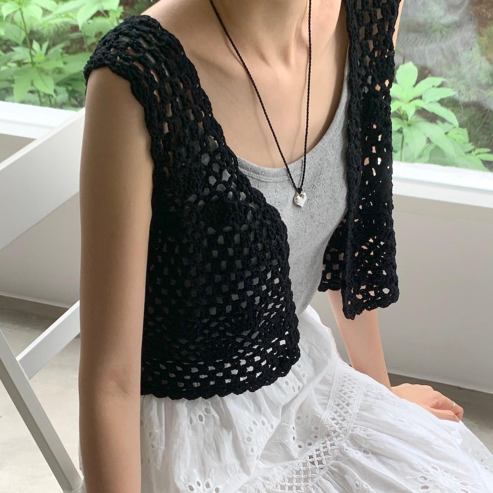 DIY코바늘 조끼뜨기 크로쉐 뷔스티에 모티브 봄 여름 가을 베스트 만들기 패키지