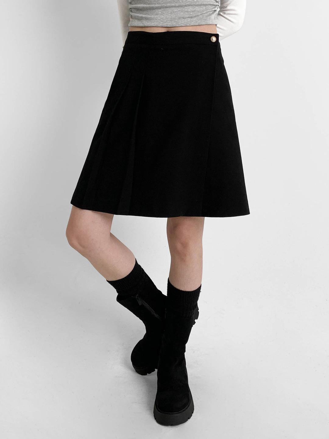 르핀 울 핀턱 미디스커트