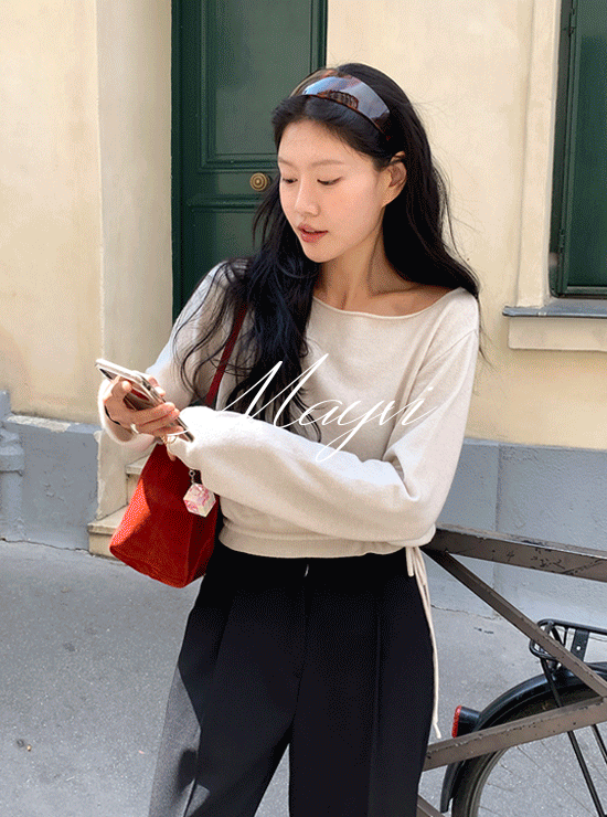 언더비 [어텀비🍂/Mayvi] Royal 보트넥 스트링 니트 (3 color), 메리노울 45%