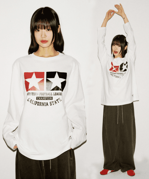 2Star Red Sleeve White Over Fit