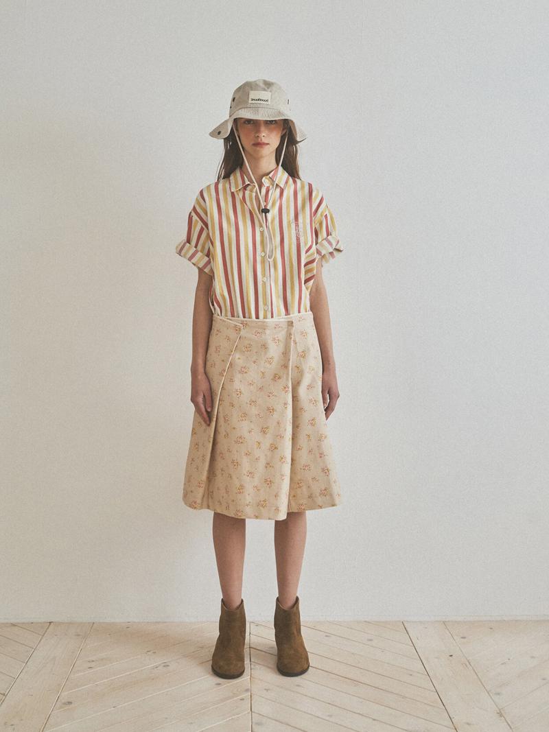 Gardener Floral Wrap Skirt Beige