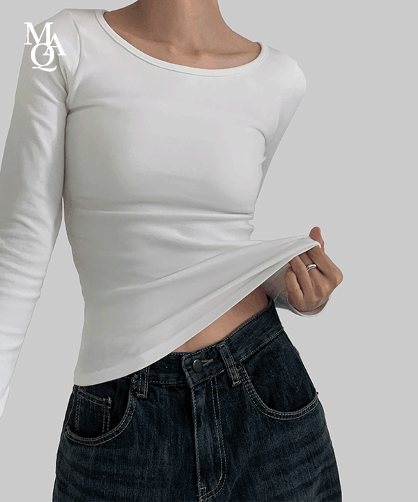 매니크 [단독] [MNQ MADE] 포즌 베이직 라운드 긴팔 티셔츠(기본/기모/봄신상)