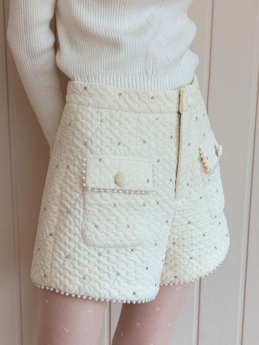 Cest_Elegant quilted short pants