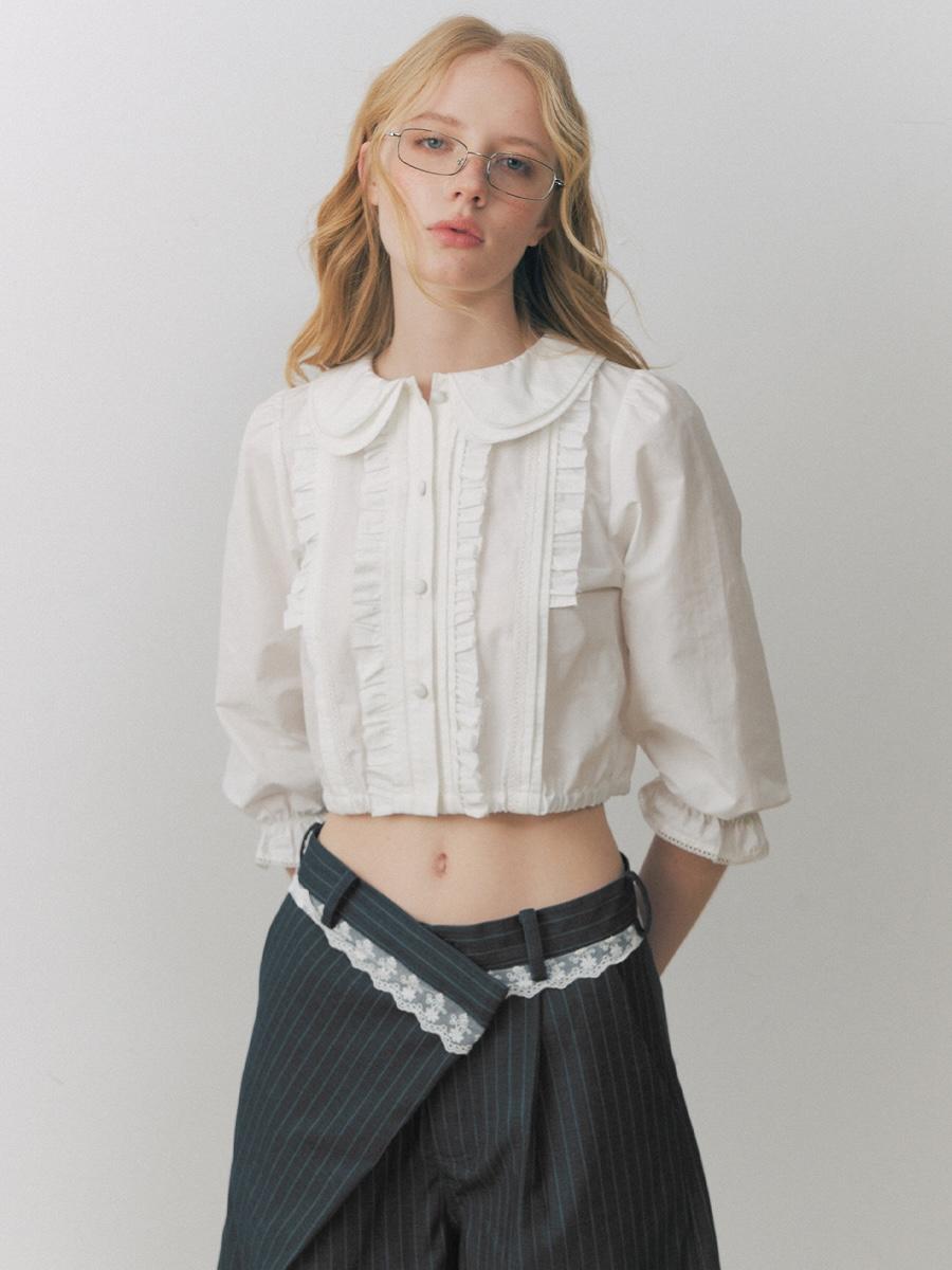 DeleteEX Accordion Ruffle Round Collar Blouse