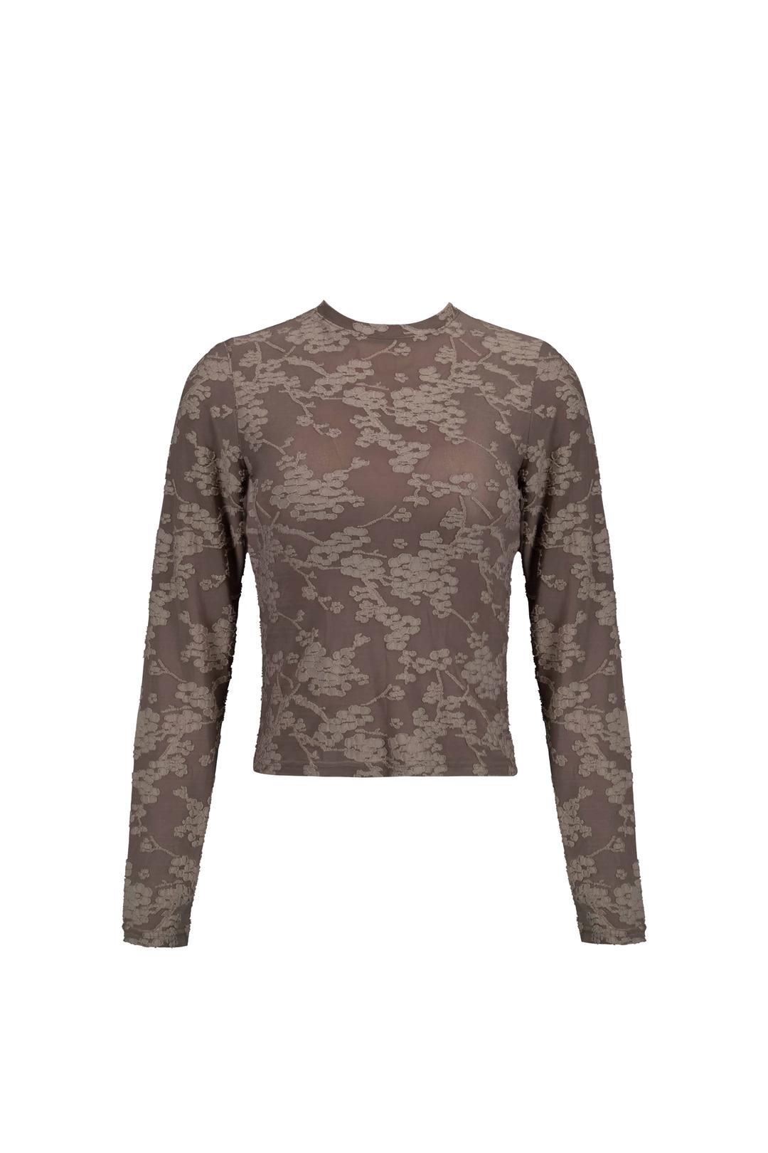 FLORAL LONG-SLEEVE TOP (TAUPE)