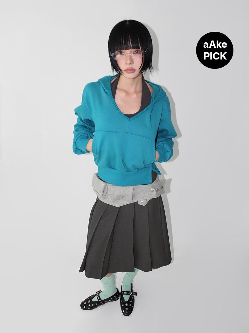 [SET] BUTTON V-HOODIE & HALTER (3color!)