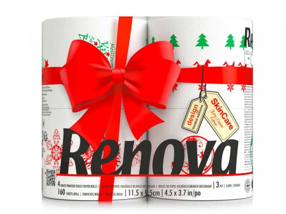 RENOVA 레노바 유럽 프리미엄 화장지 크리스마스 에디션 4롤 토일렛 페이퍼