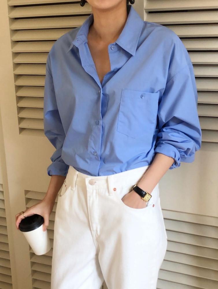 (아이 당일) foundears 파운더스 마고 셔츠 여성 봄 코튼 포켓 루즈핏 셔츠 남방 4color