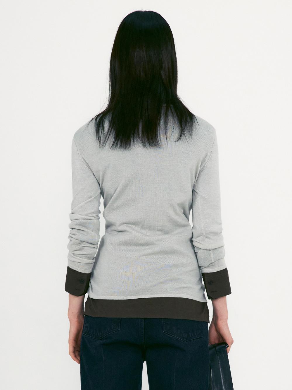 U NECK KNITTED TOP_LIGHT GREY