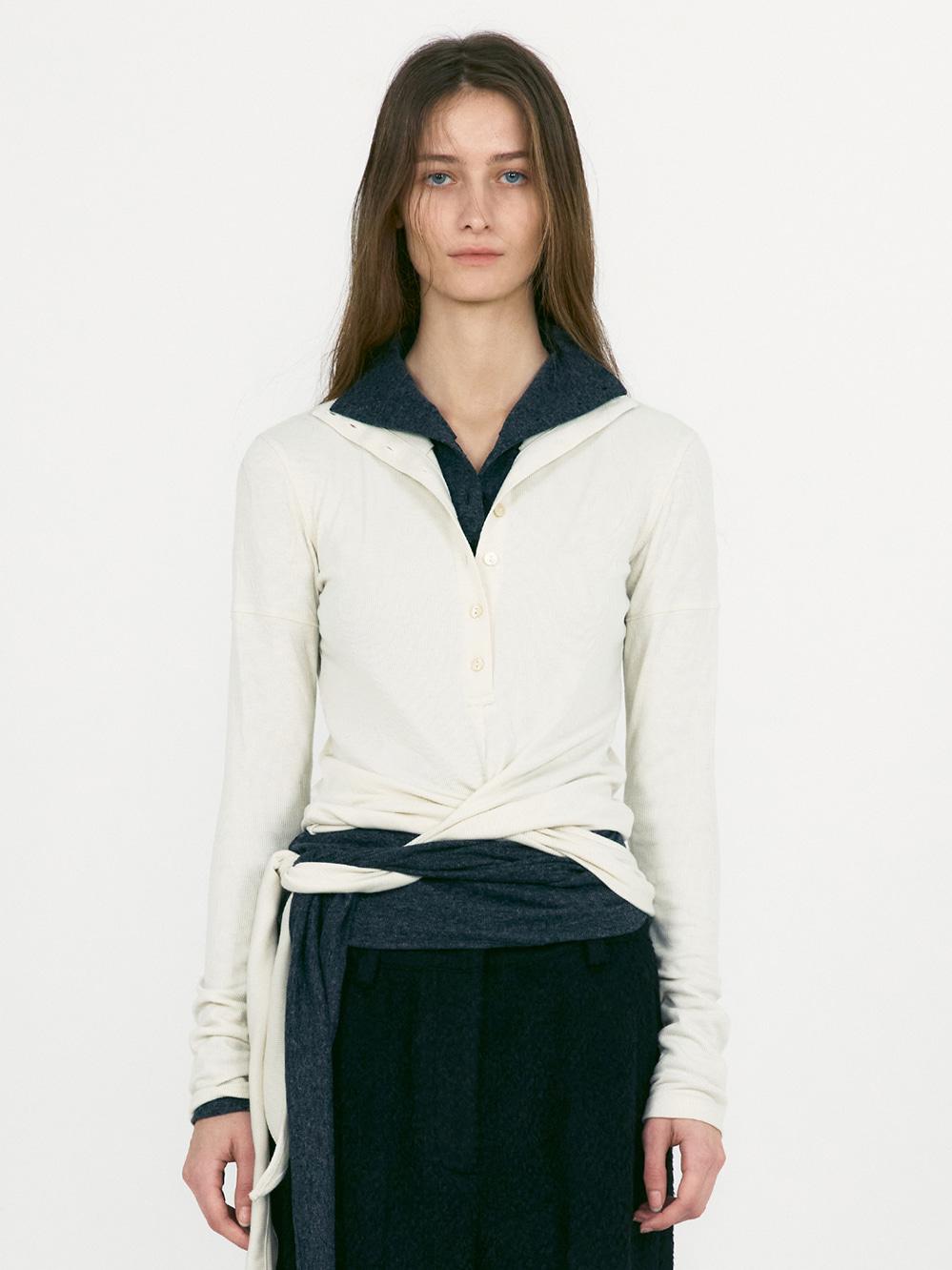 Button Up Wrap T-Shirt_Cream