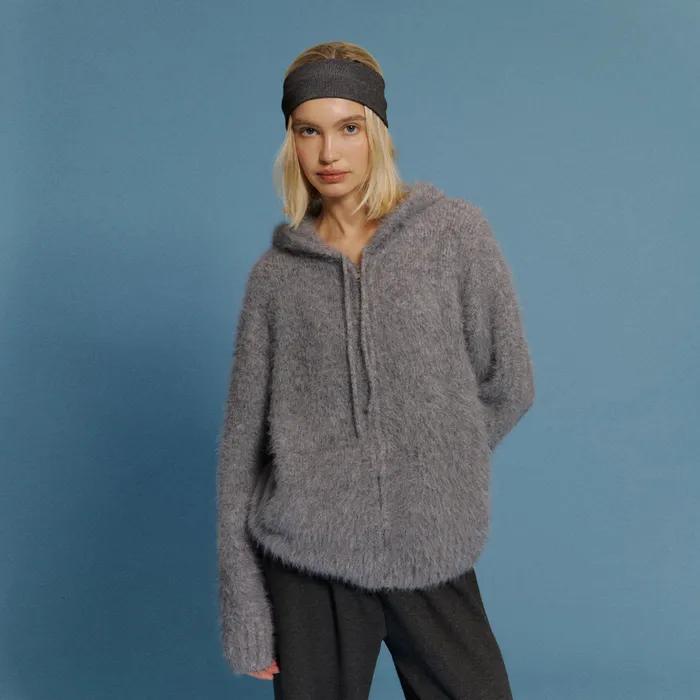 Fox Zip-up Hoodie in Grey