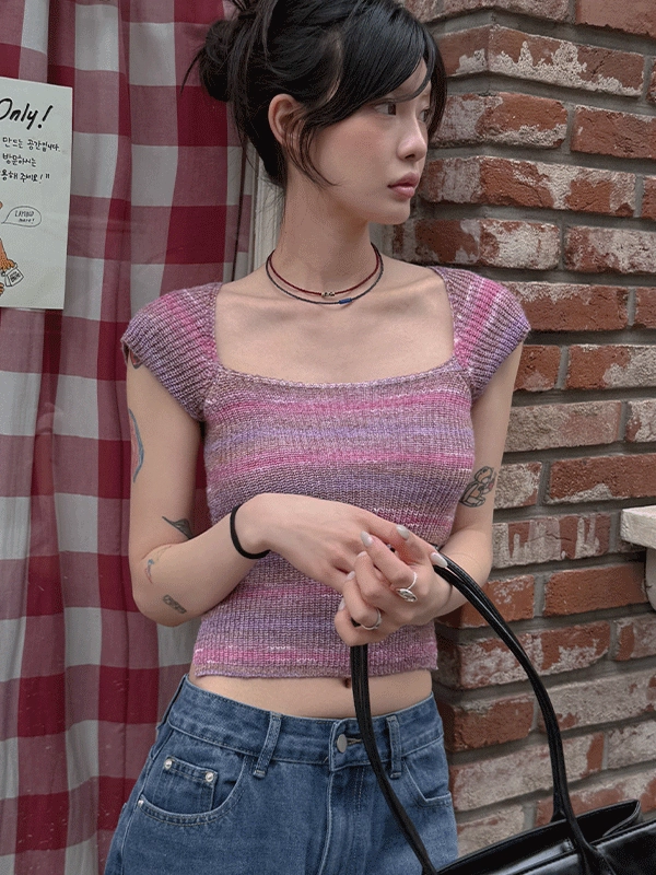 루시 그라데이션 크롭 니트